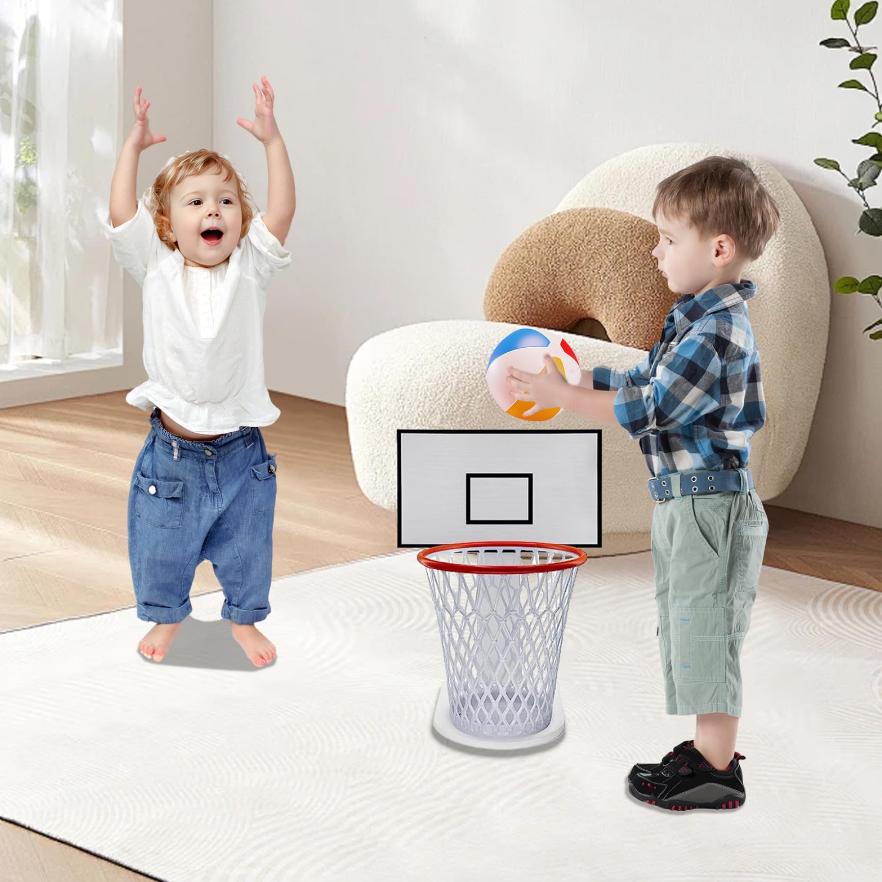 Weduspaty Trash Can Holder Basketball Trash Can Holder Fun Throwing PVC Stable Basketball Trash Can Hoop 12in Basketball Room Decor for Home Office, Excluding Trash Can