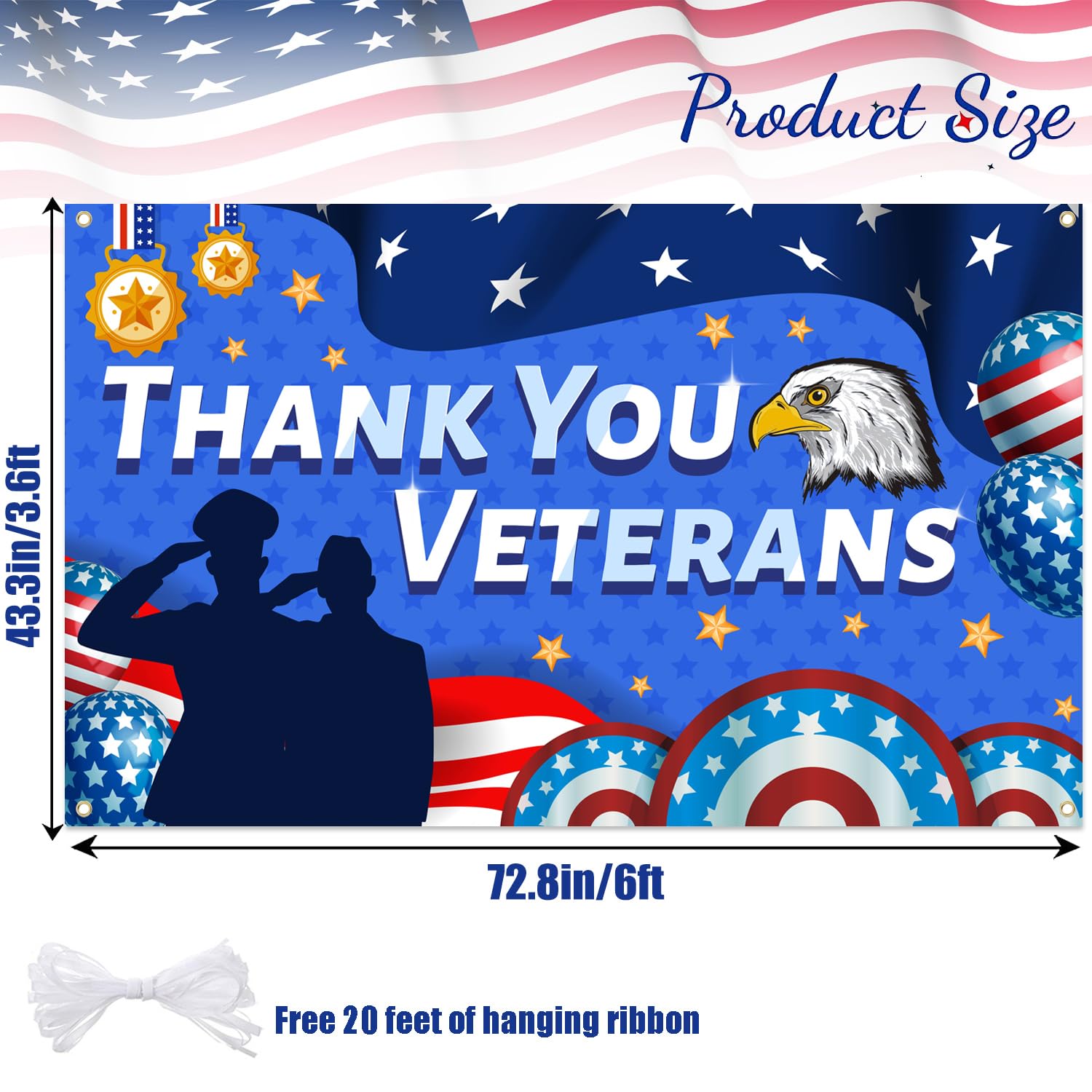 Veterans Day Banner Backdrop, Thank You Veterans Banner, Veterans Day Decorations, Veterans Day Background Backdrop for Photography, Veterans Day Party Decorations