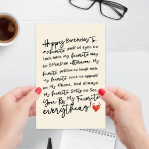 GlightG Romantic Birthday Card for Husband Boyfriend, Funny Birthday Cards Gifts for Wife Girlfriend, Sweet Love Card for Women Men, You're My Favorite Everything!