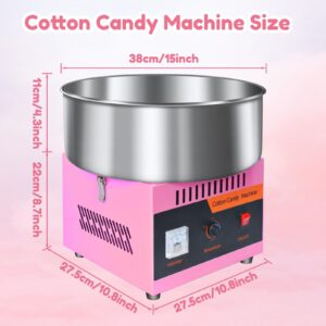 Cotton Candy Machine Commercial, 1000W Electric Cotton Candy Maker Machine, Candy Floss Machine with Stainless Steel Bowl and Sugar Scoop for Kids Birthday, Family Party Pink