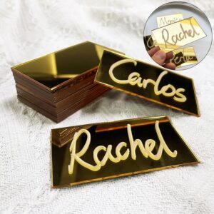 50Pcs Golden Acrylic Table Place Card for Wedding DIY Table Seating Cards Gold Wedding Supplies Decoration