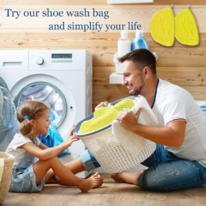 2 Pack Shoe Washing Machine Bag, Shoe Laundry Bag for Washer and Dryer, Shoe Cleaning Bag for Washing Machine, Reusable Sneaker Tennis Shoe Cleaner (Yellow-2pack)