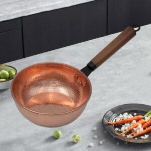 DimyFew Soup Pot Copper Pot Multifunctional Copper Butter Warmer Sauce Pan Stockpot, Flat Bottom