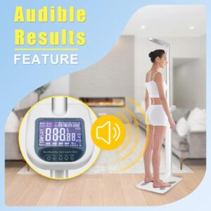 RODIETO Professional Digital Physicians Scale, 440lbs Body Weight Scale with LCD Display, Multifunctional Body Fat Analyzer with Telescopic Rod for Weight, Height, Obesity Value, BMI Measurement