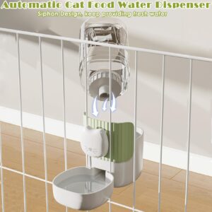 34oz Hanging Automatic Cat Food Water Dispenser, 1L Auto Gravity Pet Feeder and Water Dispenser Set,Cage Cat Dog Food and Water Dispenser for Kitten Puppy Bunny Guinea Pig (Green)