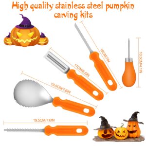 Vbeca Pumpkin Carving Kit Halloween Tools, 13PCS Professional Heavy duty Carving Set, Stainless Steel Double sided Carving Kit, Halloween Decorative Pumpkin Lanterns, Halloween Gifts