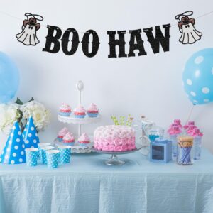 Boo Haw Banner for Halloween Party Decorations | Glittery Cowboy Ghost Hanging Decor | Western Theme Halloween Birthday Baby Shower Party Decoration Supplies