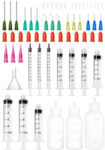 glue syringe needle tip squeeze bottles set (1ml-50ml), 14g-22g blunt needle tip with caps, precision glue applicator for oil, ink and art crafts