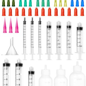 Glue Syringe Needle Tip Squeeze Bottles Set (1ml-50ml), 14G-22G Blunt Needle Tip with Caps, Precision Glue Applicator for Oil, Ink and Art Crafts