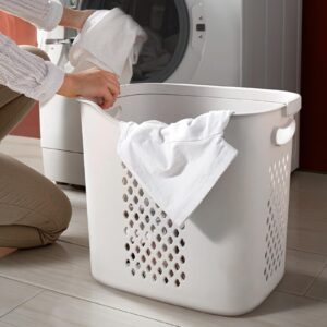 BAOKALER Rolling Laundry Hampers 2 Tier Laundry Baskets Dirty Clothes Hamper with Wheels White Portable Rolling Laundry Baskets with 2 Removable Baskets