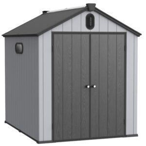 HXCQYGL XWT012 6 * 8ft Plastic Storage shed for Backyard Garden Big Spire Tool Storage (94.49-73.62-87.01)