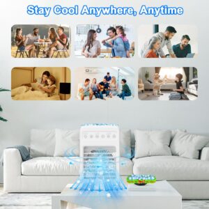 Portable Air Conditioners, 180°Oscillation Mini Air Conditioners, 4 Wind Speed Portable AC, Built-in Ambient Lighti AC Unit, Large Water Tank Air Cooler for Room/Kitchen/Office/Desk