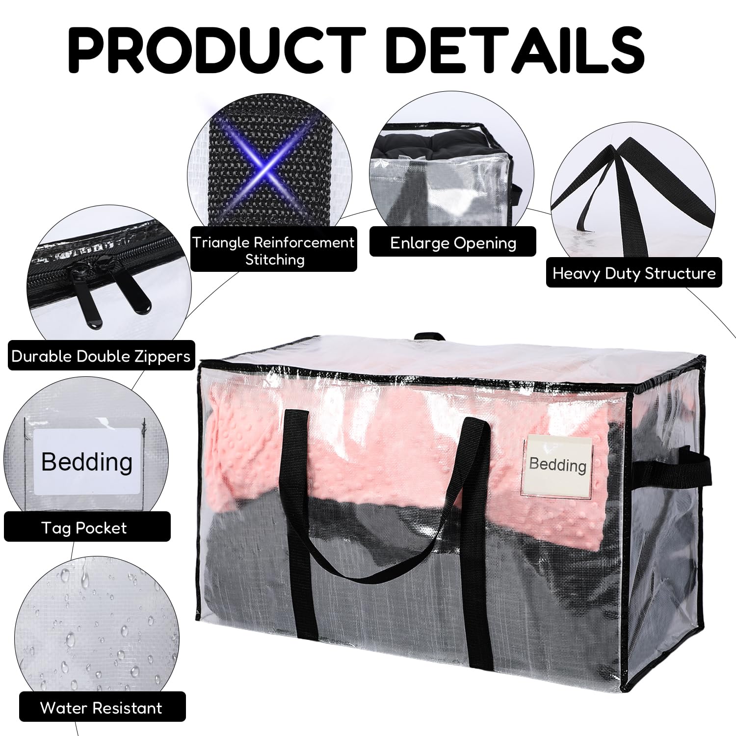 4 Pack Moving Bags,boxes for packaging moving storage bags,Space Saving Storage Bags Alternative to Moving Boxes and Bins, Semi-Transparent