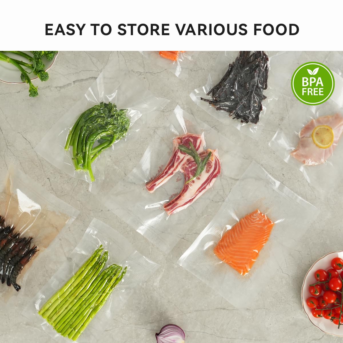 8" x 12" Vacuum Sealer Bags, 200 Pack with 5 Liquid Block Bags, Perfect for Food Storage, Sous Vide, and Meal Preparation, Lock Fresh and Nutrients