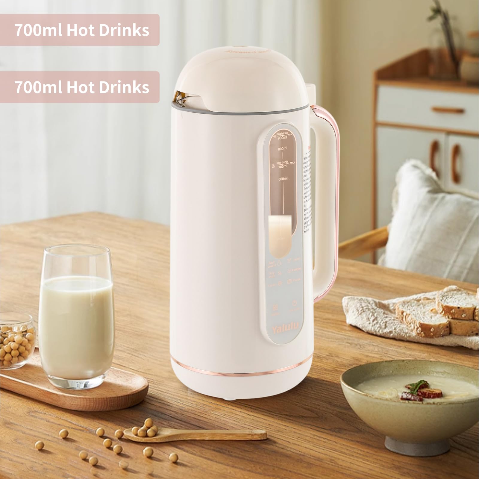 Automatic Nut Milk Maker, Corded Electric Soybean Milk Maker, Visual Window, Hot And Cold Dual Uses, Automatic Cleaning, With 10 Blades, 30oz, For Fruits And Vegetable, Beans, Milkshake