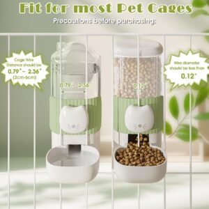 34oz Hanging Automatic Cat Food Water Dispenser, 1L Auto Gravity Pet Feeder and Water Dispenser Set,Cage Cat Dog Food and Water Dispenser for Kitten Puppy Bunny Guinea Pig (Green)