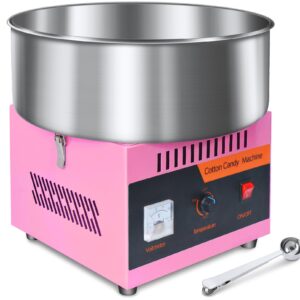 Cotton Candy Machine Commercial, 1000W Electric Cotton Candy Maker Machine, Candy Floss Machine with Stainless Steel Bowl and Sugar Scoop for Kids Birthday, Family Party Pink