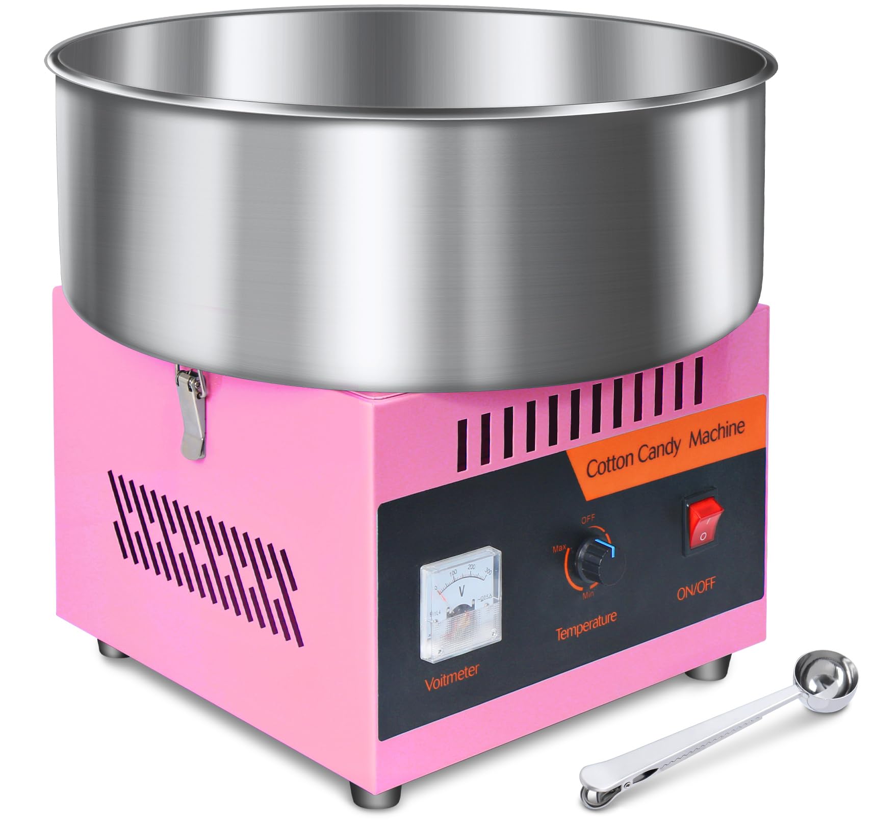 Cotton Candy Machine Commercial, 1000W Electric Cotton Candy Maker Machine, Candy Floss Machine with Stainless Steel Bowl and Sugar Scoop for Kids Birthday, Family Party Pink