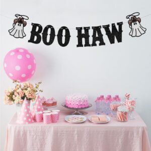 Boo Haw Banner for Halloween Party Decorations | Glittery Cowboy Ghost Hanging Decor | Western Theme Halloween Birthday Baby Shower Party Decoration Supplies