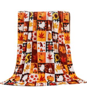 Halloween Blanket, Thanksgiving Pumpkin Blanket, 39 X 29 Inch Super Soft Flannel Pumpkin Sunflower Pattern Printed Halloween Throw Blanket,Fall Bedding, Travel Portable Quilt for Kids, Adults