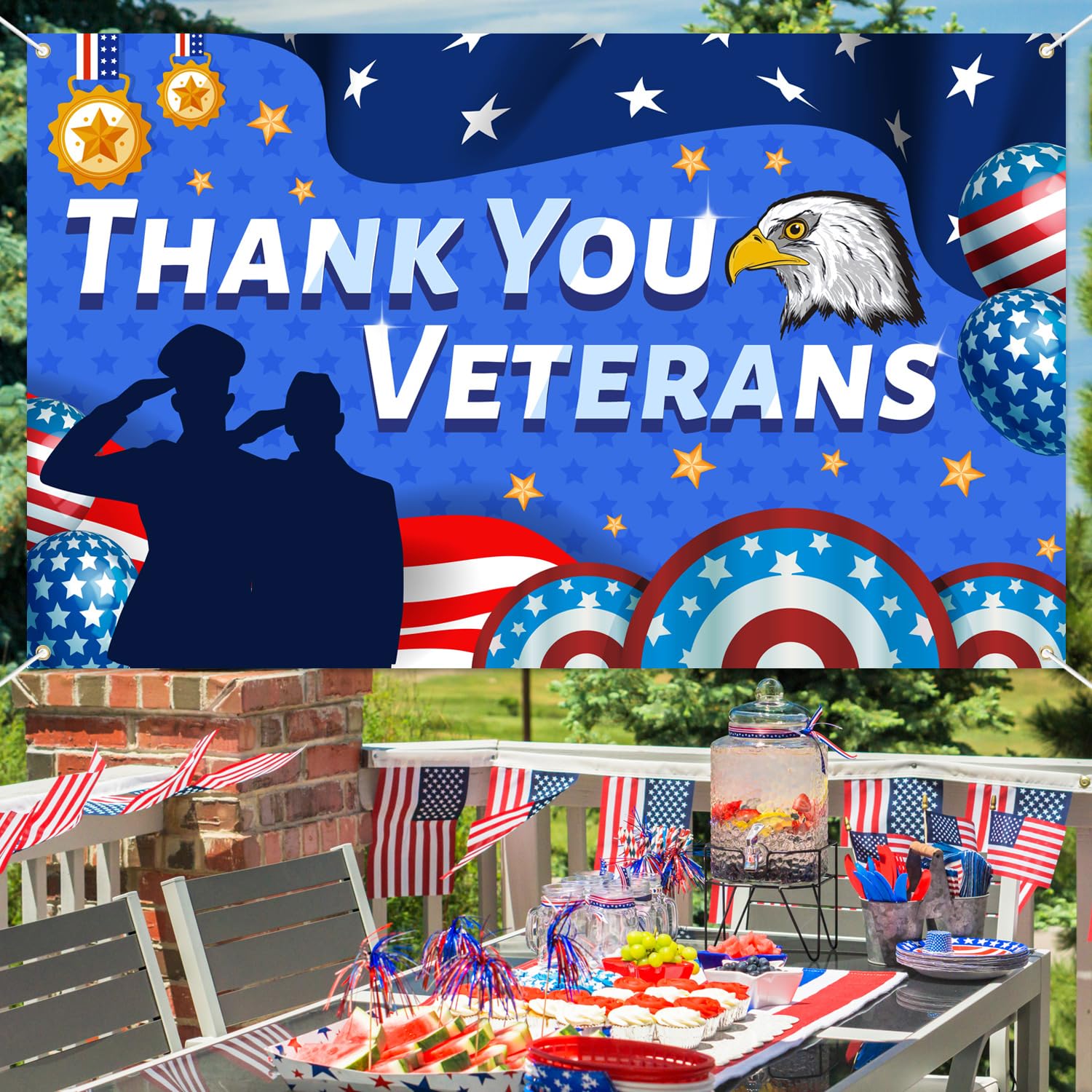 Veterans Day Banner Backdrop, Thank You Veterans Banner, Veterans Day Decorations, Veterans Day Background Backdrop for Photography, Veterans Day Party Decorations