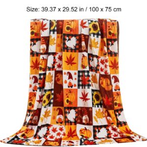 Halloween Blanket, Thanksgiving Pumpkin Blanket, 39 X 29 Inch Super Soft Flannel Pumpkin Sunflower Pattern Printed Halloween Throw Blanket,Fall Bedding, Travel Portable Quilt for Kids, Adults