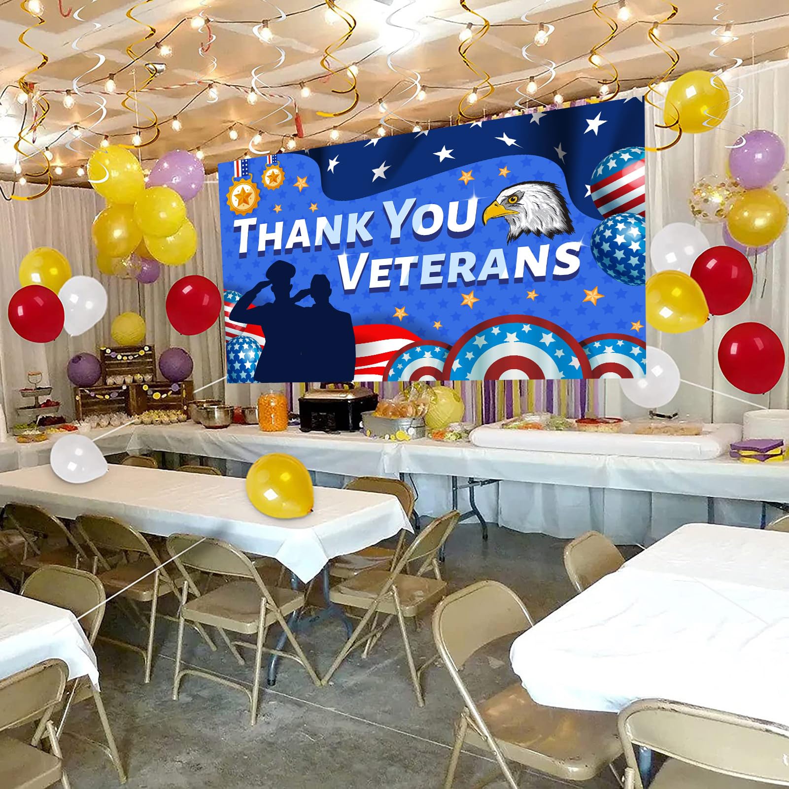 Veterans Day Banner Backdrop, Thank You Veterans Banner, Veterans Day Decorations, Veterans Day Background Backdrop for Photography, Veterans Day Party Decorations