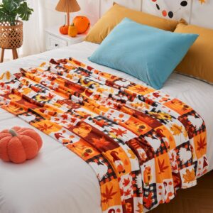 Halloween Blanket, Thanksgiving Pumpkin Blanket, 39 X 29 Inch Super Soft Flannel Pumpkin Sunflower Pattern Printed Halloween Throw Blanket,Fall Bedding, Travel Portable Quilt for Kids, Adults