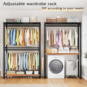 Raybee Clothes Rack 79''H Heavy Duty Clothing Rack with Wheels Adjustable Clothing Racks for Hanging Clothes Portable Rolling Clothes Rack Metal Garment Rack 79" H X35.5 W X15.7 D,Black