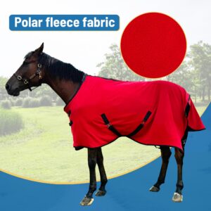 Polar Fleece Cooler Horse Fleeces,Horse Cooler & Fleece Blankets for Horses，Horse Exercise Sheet，Horse Care Blanket (Red, EU 135 cm - US 72 in)