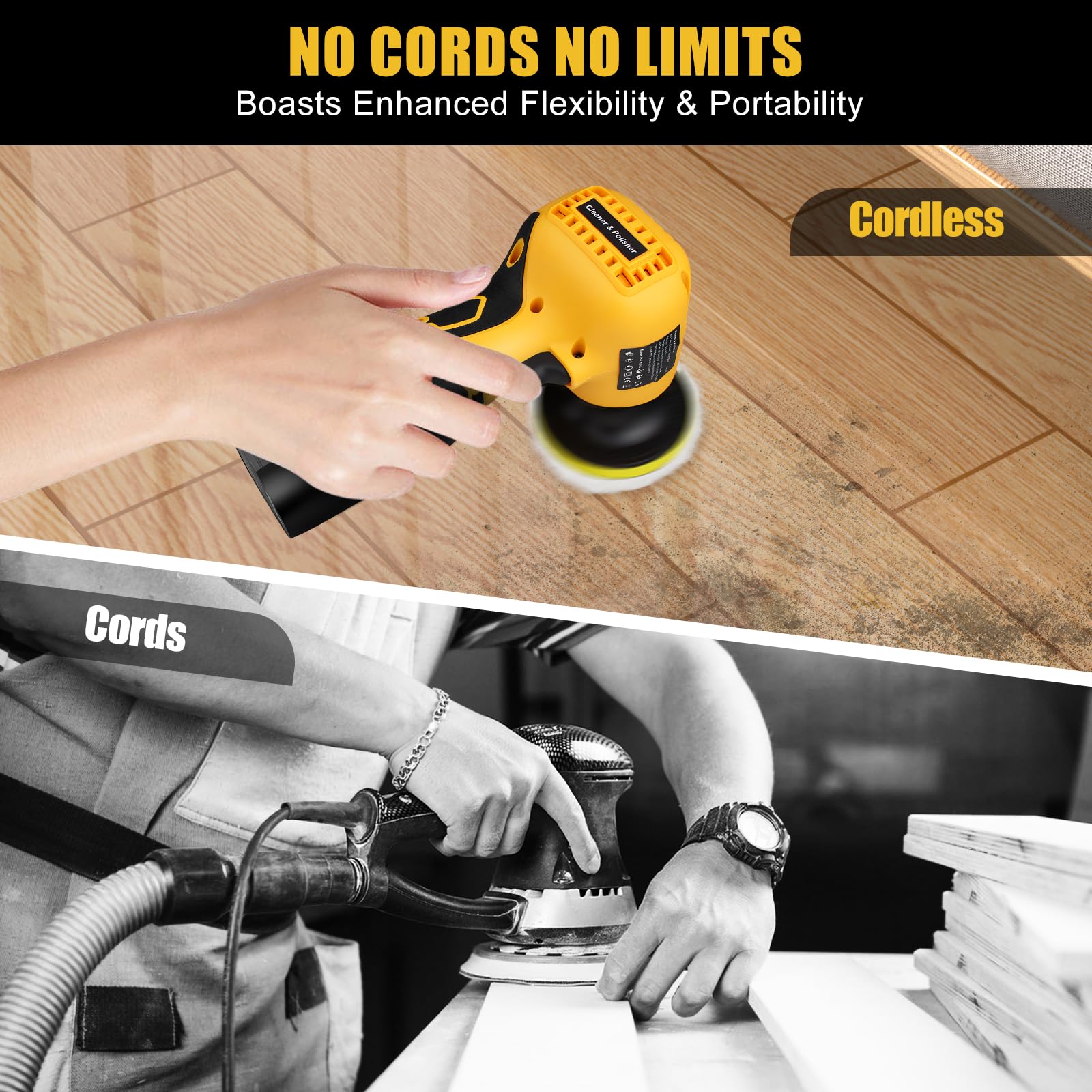 Cordless Polisher & Cleaner Kit, 2Pcs 16.8V 3.0Ah Rechargeable Batteries, 30 Accessories, 3" Mini Cordless Buffer Polisher for Car Detailing, 7000PRM High Speed for Polishing/Sanding/Waxing/Cleaning