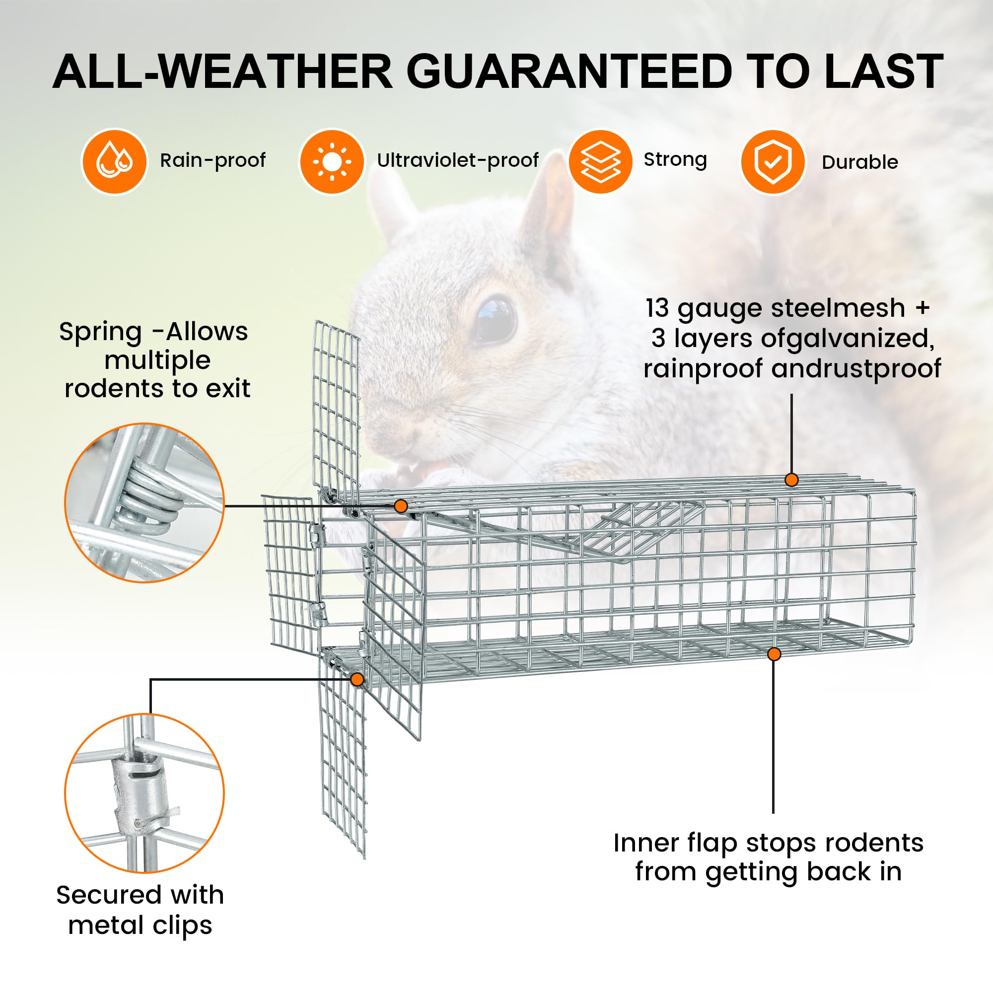 BKALEME One Way Squirrel Door Excluder, Humane Squirrels, Chipmunks Contactless Excluder, for Outdoor Spaces Like Attics, Chimneys - Includes Full Installation Kit