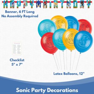 Unique Sonic Birthday Party Decorations - Sonic Party Decorations - Sonic Plates and Napkins, Tablecloth, Banner, Balloons, Checklist - Sonic Party Supplies - Sonic Birthday for 16