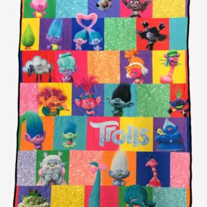 Trolls Blanket | Trolls Band Together Fleece Blanket | Trolls Throw Blanket | Soft Fleece Blanket | 45 x 60 Inches | Includes 2 Collectible Buttons | Officially Licensed