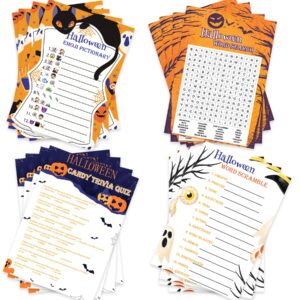 ayhuhra halloween party games 129pcs halloween card games for adults/teens emoji word scramble word search candy trivia card games for halloween birthday party activity classroom ice breaker