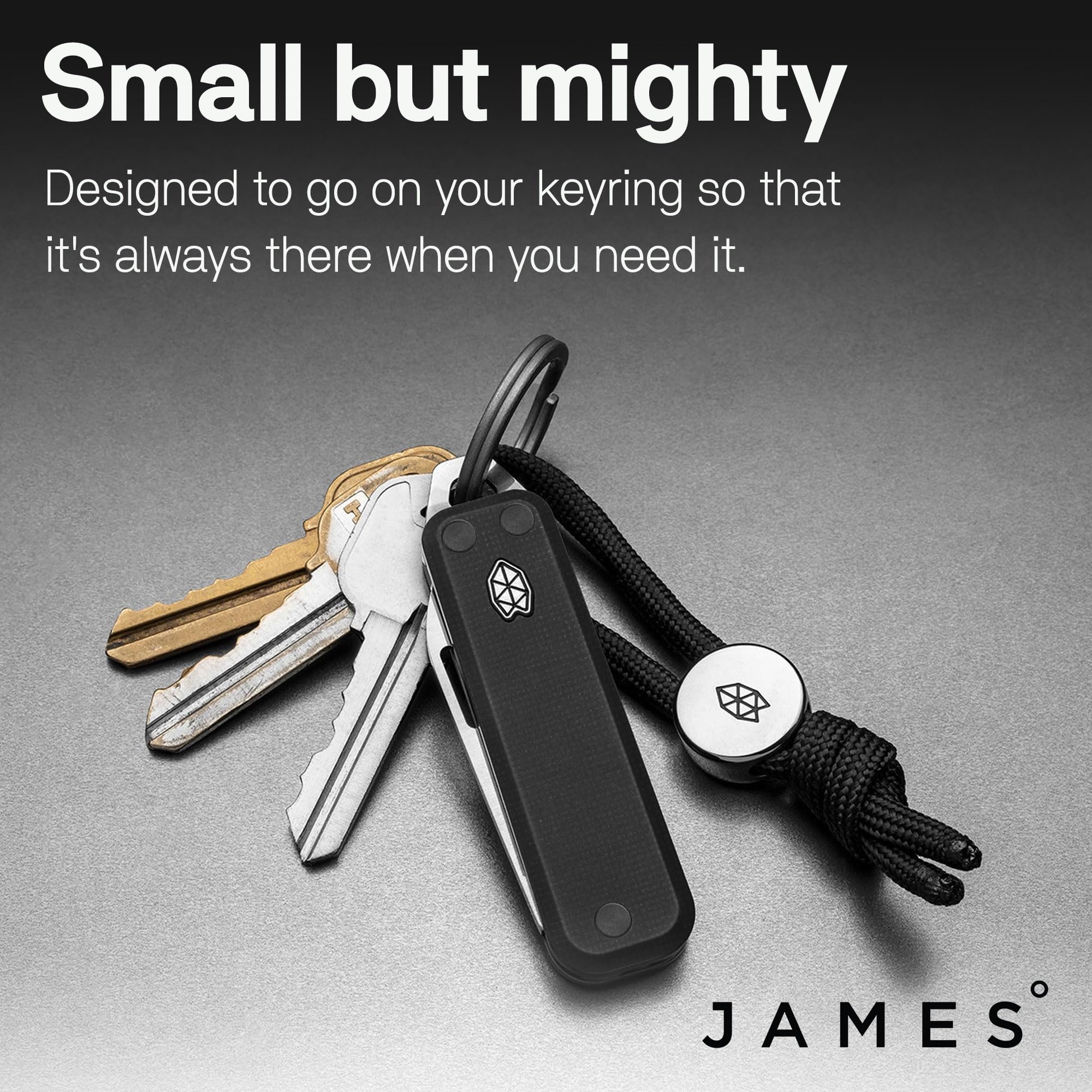 JAMES° The Elko Folding Utility Knife minimal EDC Featuring a Compact 1.7" Black Stainless Steel Blade, Pry Bar and Flat-Head Screwdriver, Black Grip