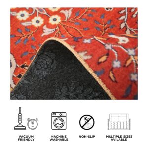 Kalili Rugs Modern Burnt-Orange Bird Design Machine Washable Area Rug Red Runner with Built-in Padding Non-Slip Backing (Multiple Sizes) (8X10)