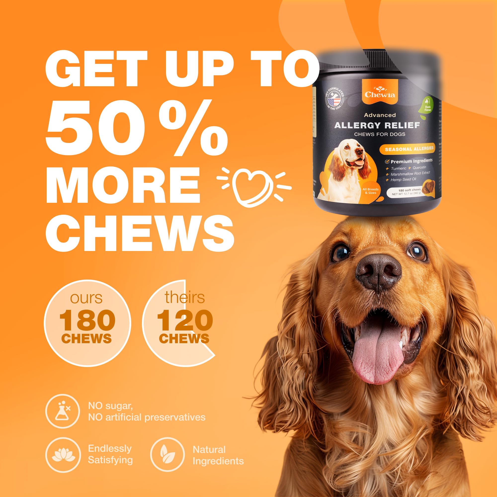 Dog Allergy Relief Chews - Itch Relief for Dogs - Anti Itch - Dog Allergy Chews - US Formulated Dog Itching Skin Relief with Salmon Oil - Immune Health, Seasonal Allergies & Hot Spots Support Treats