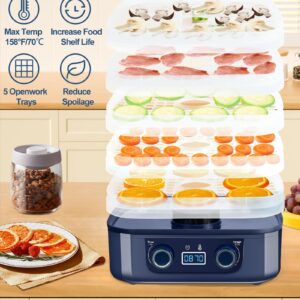 LanAqua Food Dehydrator Machine, Dehydrator for Food and Jerky with Adjustable Temperature(95-158°F) & 48H Timer, Digital Food Dehydrator with 5-Trays, Electric Food Dryer for Meat, Pet Treats, Herbs