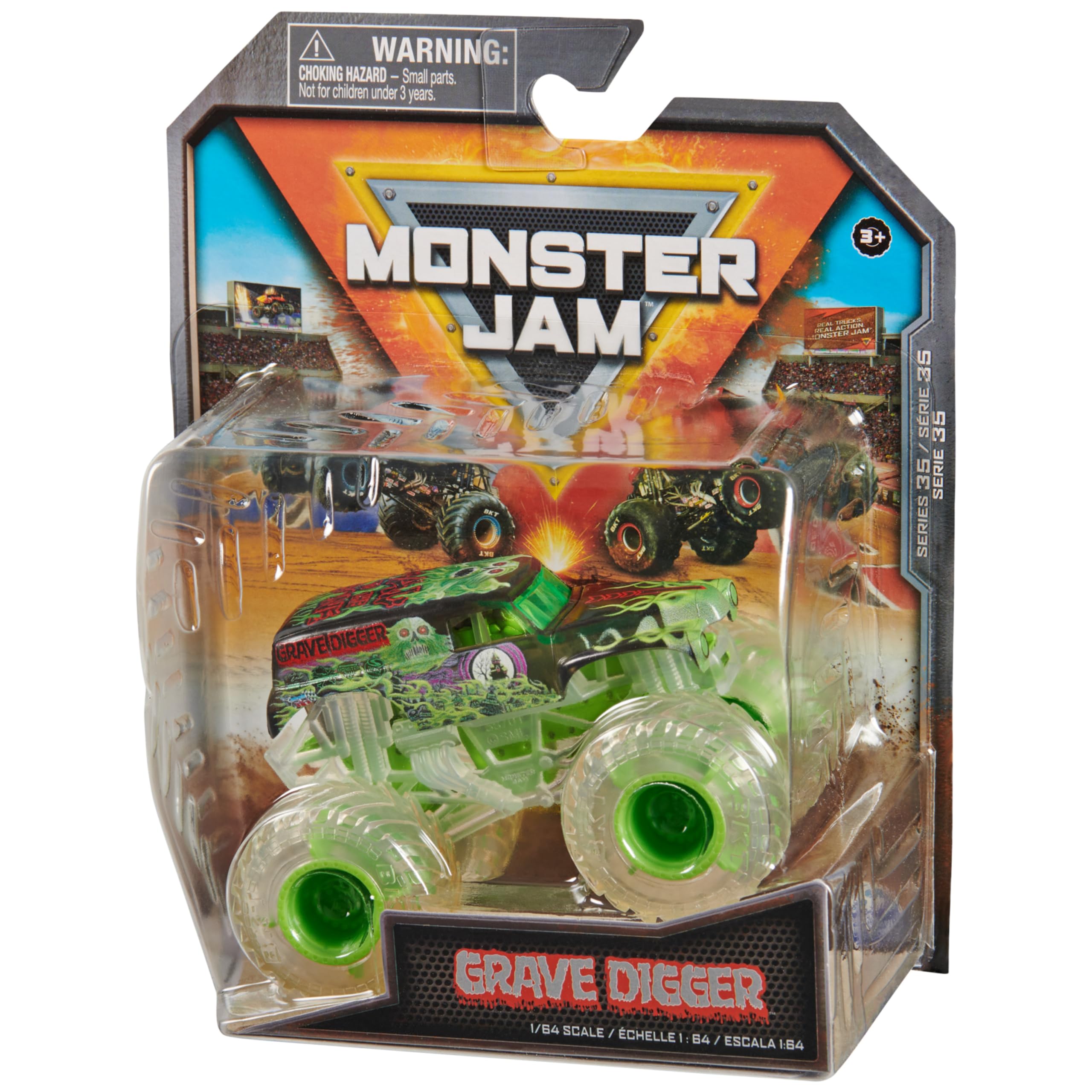 Monster Jam, Official Grave Digger Monster Truck, Die-Cast Vehicle, 1:64 Scale, Kids Toys for Boys Ages 3 and up