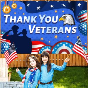 Veterans Day Banner Backdrop, Thank You Veterans Banner, Veterans Day Decorations, Veterans Day Background Backdrop for Photography, Veterans Day Party Decorations