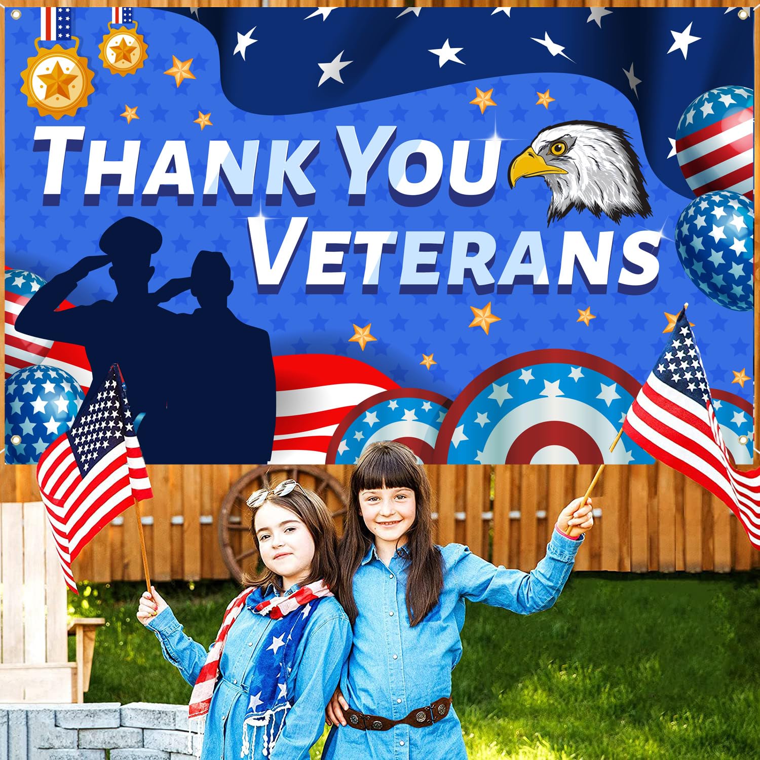 Veterans Day Banner Backdrop, Thank You Veterans Banner, Veterans Day Decorations, Veterans Day Background Backdrop for Photography, Veterans Day Party Decorations