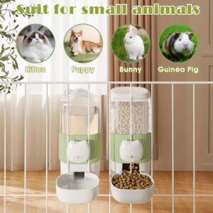 34oz Hanging Automatic Cat Food Water Dispenser, 1L Auto Gravity Pet Feeder and Water Dispenser Set,Cage Cat Dog Food and Water Dispenser for Kitten Puppy Bunny Guinea Pig (Green)