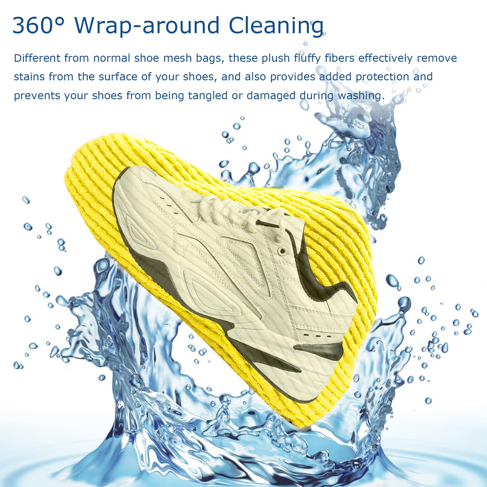 2 Pack Shoe Washing Machine Bag, Shoe Laundry Bag for Washer and Dryer, Shoe Cleaning Bag for Washing Machine, Reusable Sneaker Tennis Shoe Cleaner (Yellow-2pack)