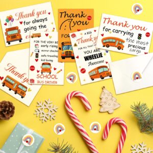 Jetec 100 Set Bus Driver Thank You Cards School Bus Driver Appreciation Gifts Bulk Bus Driver Greeting Cards with Envelopes and Stickers for School Bus Driver Appreciation Day