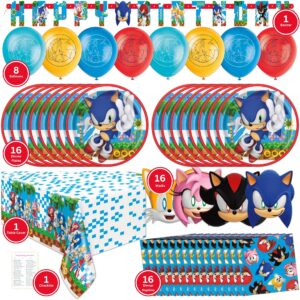 Unique Sonic Birthday Party Decorations - Sonic Party Decorations - Sonic Plates and Napkins, Tablecloth, Banner, Balloons, Checklist - Sonic Party Supplies - Sonic Birthday for 16