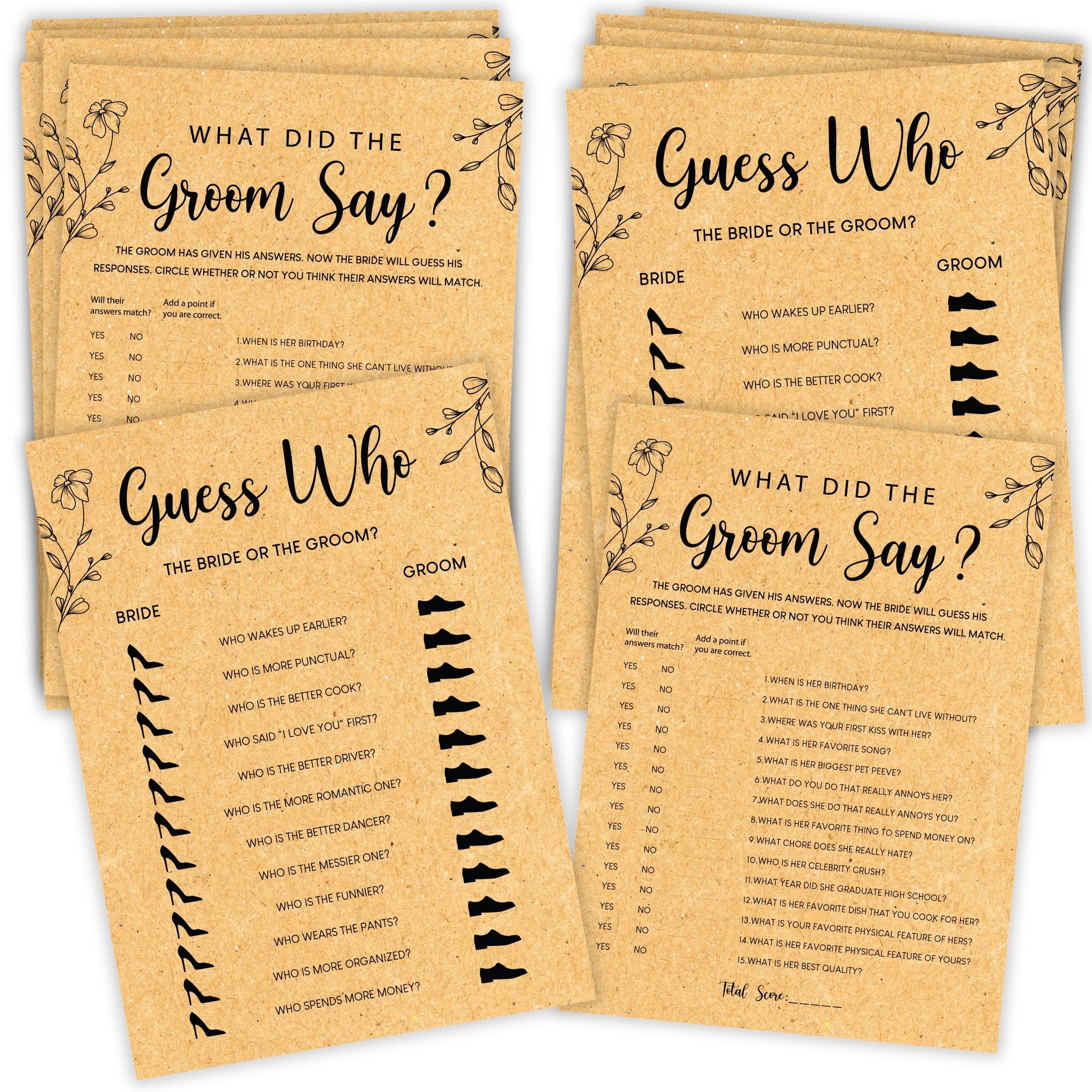 STOFINITY Guess Who Bride Or Groom Bridal Shower Game - 50 Pcs What Did The Groom Say Bridal Game, Bridal Party Games Ideas, Wedding Games for Guests Bridal Shower Decorations