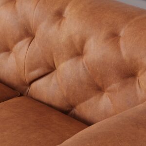 Valencia Avery Leather Couch 89" | Top Grain Nappa 11000 Leather 3 Seater with Tufted Back, Solid Wood Frame, Plush Cushioning, Saddle Tan