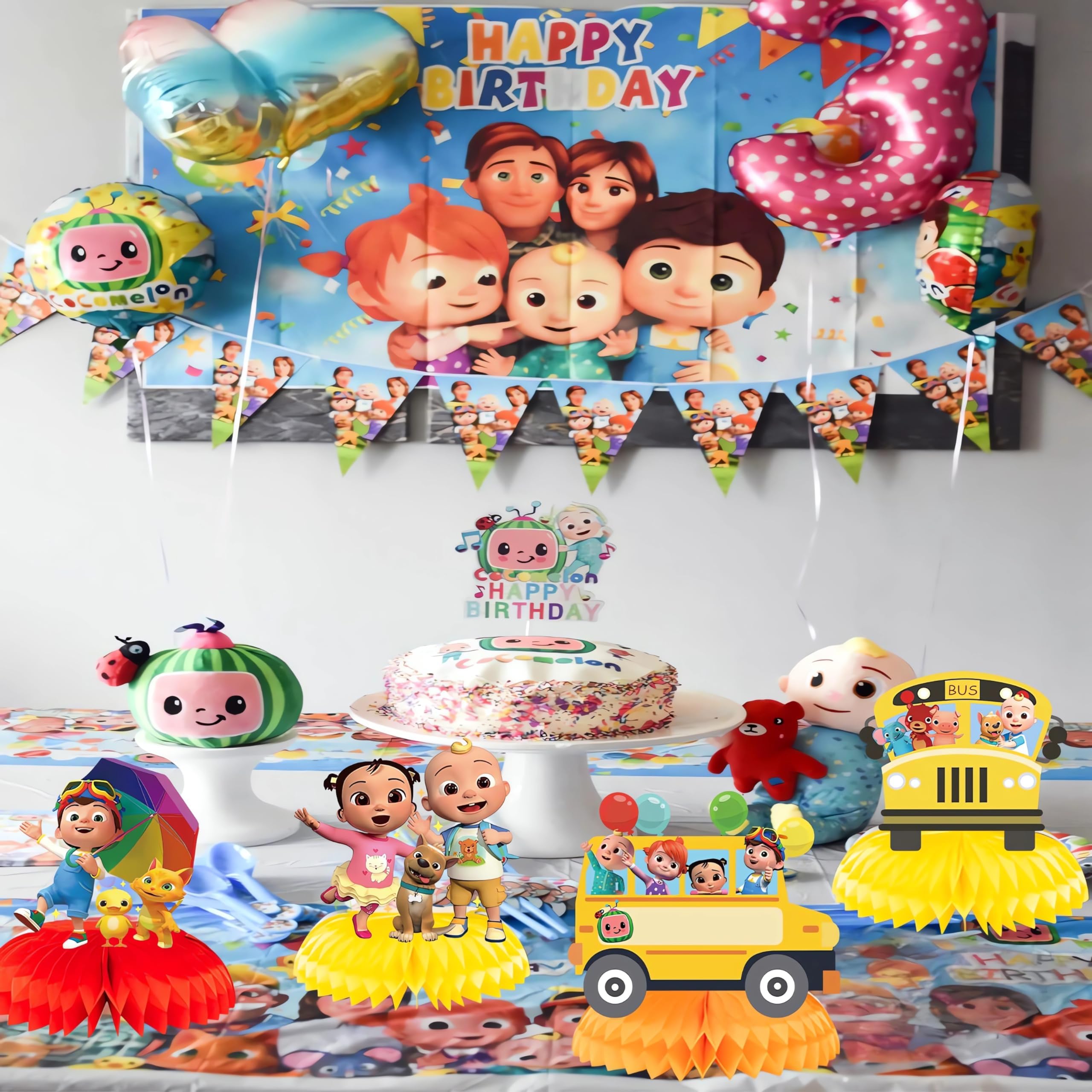 9Pcs Cartoon Melon Birthday Decorations, Melon Birthday Decorations Beehive Centerpiece is suitable for all kinds of birthday party