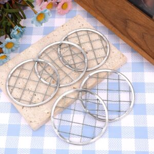 8 Pcs Mason Jar Flower Insert Lid Metal Flower Mason Jar Lid Insert Flower Organizer Lid Insert with Square Grids Metal Flower Lid Insert Mason Grid for Regular Mouth Mason Canning Jars